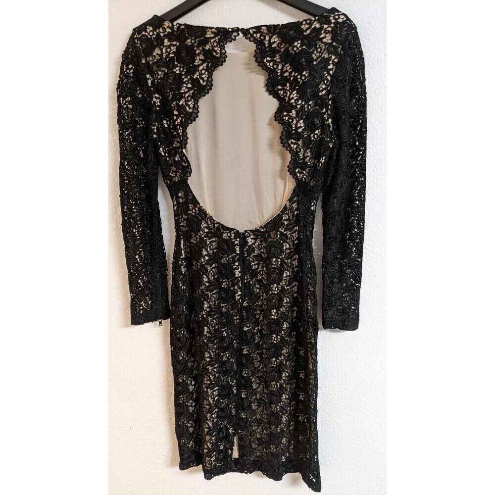 Women's Alice + Olivia Black Dandi Open-Back Lace Dress Size 6 - Picture 3 of 16